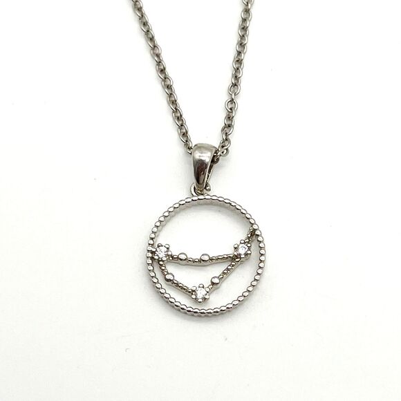 Zodiac Jewelry - Capricorn Constellation Zodiac Silver Tone CZ Pendant Charm Dainty Necklace 16”